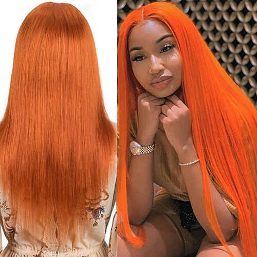Human Hair 13x4x1 T Part Lace Front Wig Middle Part Brazilian Hair Straight Orange Wig 150% 180% Density with Baby Hair 100% Virgin Glueless Bleached Knots For wigs for black women wigs for white
Human Hair 13x4x1 T Part Lace Front Wig Middle Part Brazilian Hair Straight Orange Wig 150% 180% Density with Baby Hair 100% Virgin Glueless Bleached Knots For wigs for black women wigs for white