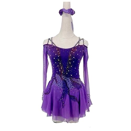 Figure Skating Dress Women's Girls' Ice Skating Dress Outfits Violet Open Back Patchwork Spandex High Elasticity Training Competition Skating Wear Handmade Patchwork Crystal / Rhinestone Long Sleeve
Figure Skating Dress Women's Girls' Ice Skating Dress Outfits Violet Open Back Patchwork Spandex High Elasticity Training Competition Skating Wear Handmade Patchwork Crystal / Rhinestone Long Sleeve