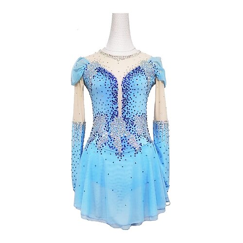 Figure Skating Dress Women's Girls' Ice Skating Dress Outfits Blue Patchwork Spandex High Elasticity Training Competition Skating Wear Handmade Patchwork Crystal / Rhinestone Long Sleeve Ice Skating
Figure Skating Dress Women's Girls' Ice Skating Dress Outfits Blue Patchwork Spandex High Elasticity Training Competition Skating Wear Handmade Patchwork Crystal / Rhinestone Long Sleeve Ice Skating