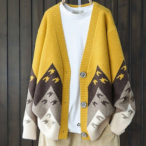 Women's Jumper Knit Button Knitted Color Block V Neck Stylish Casual Daily Weekend Drop Shoulder Winter Fall Green Yellow S M L / Cotton / Long Sleeve / Sweater / Cotton / Regular Fit
Women's Jumper Knit Button Knitted Color Block V Neck Stylish Casual Daily Weekend Drop Shoulder Winter Fall Green Yellow S M L / Cotton / Long Sleeve / Sweater / Cotton / Regular Fit