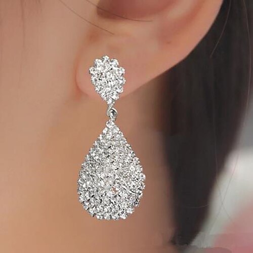Women's Hoop Earrings Pear Cut Love Luxury Earrings Jewelry Silver / Gold For Wedding 1 Pair
Women's Hoop Earrings Pear Cut Love Luxury Earrings Jewelry Silver / Gold For Wedding 1 Pair