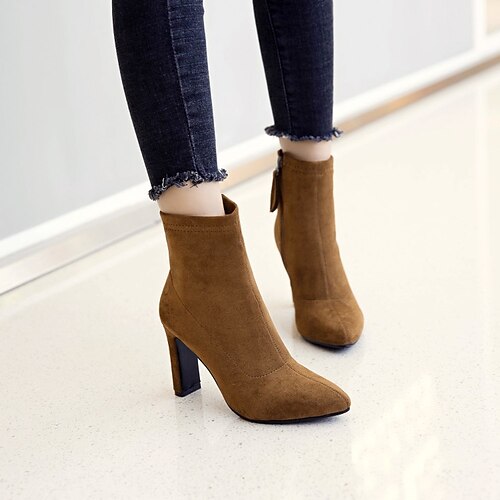 Women's Heels Boots Daily Heel Boots Booties Ankle Boots Chunky Heel Pointed Toe Suede Zipper Solid Colored Black Brown Gray
Women's Heels Boots Daily Heel Boots Booties Ankle Boots Chunky Heel Pointed Toe Suede Zipper Solid Colored Black Brown Gray