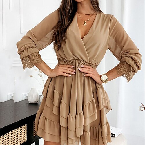 Women's Black Brown Long Sleeve Pure Color Ruched Fall V Neck Winter Dress Fall Dress S M L XL
Women's Black Brown Long Sleeve Pure Color Ruched Fall V Neck Winter Dress Fall Dress S M L XL