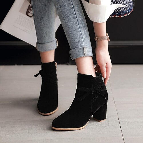 Women's Boots Daily Heel Boots Booties Ankle Boots Bowknot Chunky Heel Round Toe Cowhide Zipper Solid Colored Black Red Beige
Women's Boots Daily Heel Boots Booties Ankle Boots Bowknot Chunky Heel Round Toe Cowhide Zipper Solid Colored Black Red Beige