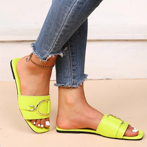 Women's Slippers Outdoor Slippers Flat Heel Square Toe PU Loafer Solid Colored Light Brown Black Green
Women's Slippers Outdoor Slippers Flat Heel Square Toe PU Loafer Solid Colored Light Brown Black Green