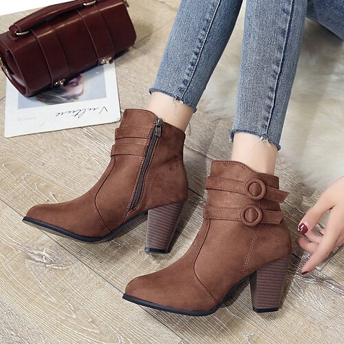 Women's Boots Outdoor Daily Heel Boots Booties Ankle Boots Buckle Chunky Heel Round Toe PU Zipper Solid Colored Wine Black Brown
Women's Boots Outdoor Daily Heel Boots Booties Ankle Boots Buckle Chunky Heel Round Toe PU Zipper Solid Colored Wine Black Brown
