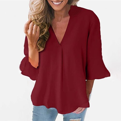 Women's Plus Size Tops Blouse Shirt Plain Ruffle Long Sleeve V Neck Streetwear Daily Work Polyester Fall Winter White Black
Women's Plus Size Tops Blouse Shirt Plain Ruffle Long Sleeve V Neck Streetwear Daily Work Polyester Fall Winter White Black