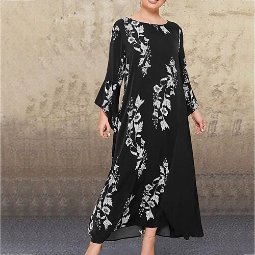 Women's Plus Size Holiday Dress Floral Crew Neck Print Long Sleeve Fall Winter Casual Maxi long Dress Daily Vacation Dress
Women's Plus Size Holiday Dress Floral Crew Neck Print Long Sleeve Fall Winter Casual Maxi long Dress Daily Vacation Dress
