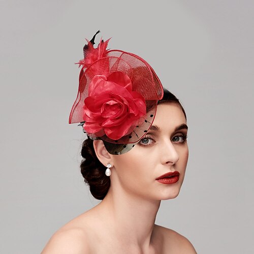 Fjær / Nett fascinators / Hatter / Hodeplagg med Fjær / Kasket / Blomst 1 Deler Bryllup / Hesteløp / Damenes dag Hodeplagg
Fjær / Nett fascinators / Hatter / Hodeplagg med Fjær / Kasket / Blomst 1 Deler Bryllup / Hesteløp / Damenes dag Hodeplagg