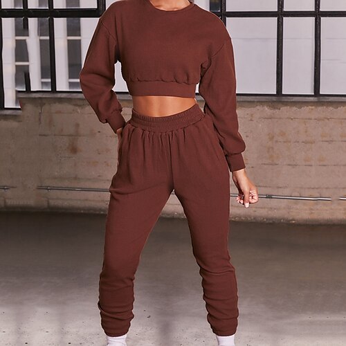Women's Loungewear Sets Nighty 1 set Pure Color Simple Fashion Comfort Home Street Daily Cotton Blend Breathable Gift Crew Neck Long Sleeve Crop Top Pant Basic Elastic Waist Fall Winter Black Light
Women's Loungewear Sets Nighty 1 set Pure Color Simple Fashion Comfort Home Street Daily Cotton Blend Breathable Gift Crew Neck Long Sleeve Crop Top Pant Basic Elastic Waist Fall Winter Black Light