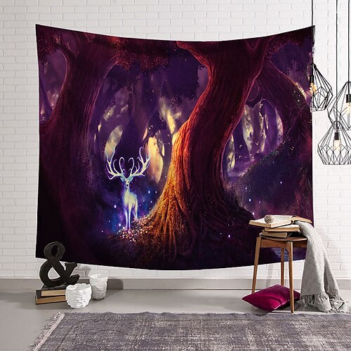

Deer Forest Wall Tapestry Art Decor Blanket Curtain Hanging Home Bedroom Living Room Decoration Polyester