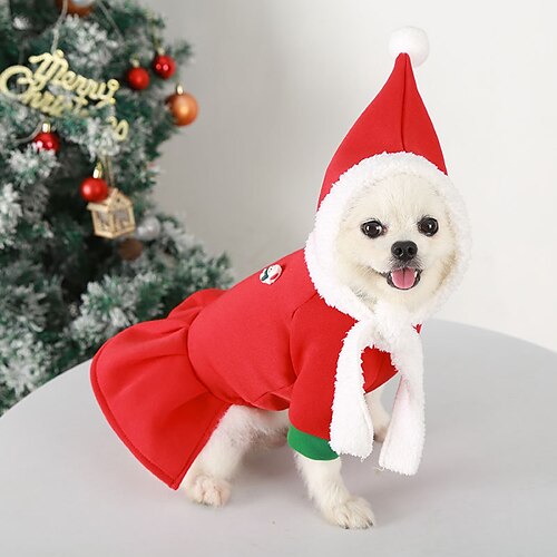 

Dog Cat Dress Snowman Adorable Stylish Ordinary Casual Daily Outdoor Christmas Winter Dog Clothes Puppy Clothes Dog Outfits Warm Red Costume for Girl and Boy Dog Polyester XS S M L XL XXL