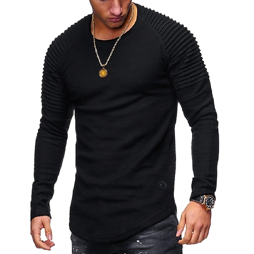 

Men's T shirt Tee Graphic Solid Colored Round Neck Normal Plus Size Going out Long Sleeve Clothing Apparel Muscle Esencial