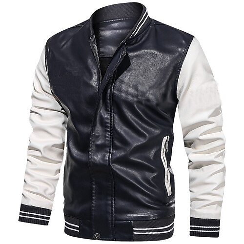 Men's Faux Leather Jacket Biker Jacket Motorcycle Jacket Durable Casual / Daily Daily Wear Vacation To-Go Zipper Standing Collar Comfort Leisure Jacket Outerwear Color Block Pocket Yellow Royal Blue
Men's Faux Leather Jacket Biker Jacket Motorcycle Jacket Durable Casual / Daily Daily Wear Vacation To-Go Zipper Standing Collar Comfort Leisure Jacket Outerwear Color Block Pocket Yellow Royal Blue
