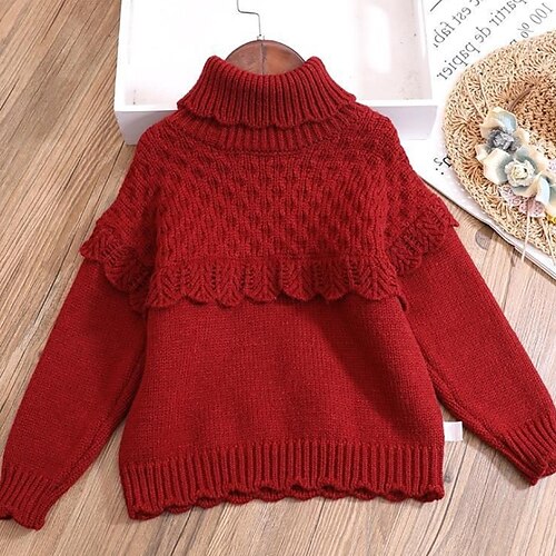 Kids Girls' Sweater Solid Color Outdoor Long Sleeve Ruffle Cute 3-10 Years Winter Red Beige Gray
Kids Girls' Sweater Solid Color Outdoor Long Sleeve Ruffle Cute 3-10 Years Winter Red Beige Gray