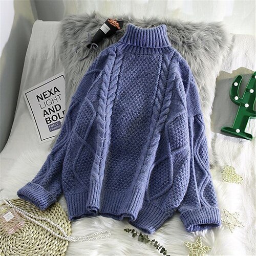Women's Pullover Sweater jumper Jumper Cable Crochet Knit Knitted Solid Color Turtleneck Basic Stylish Outdoor Home Drop Shoulder Winter Fall Blue Yellow One-Size / Long Sleeve / Casual / Regular Fit
Women's Pullover Sweater jumper Jumper Cable Crochet Knit Knitted Solid Color Turtleneck Basic Stylish Outdoor Home Drop Shoulder Winter Fall Blue Yellow One-Size / Long Sleeve / Casual / Regular Fit