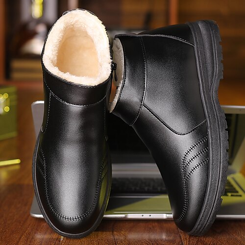 Men's Boots Comfort Shoes Snow Boots Winter Boots Fleece lined Business Casual Classic Outdoor Daily Leather Booties / Ankle Boots Black Winter Fall
Men's Boots Comfort Shoes Snow Boots Winter Boots Fleece lined Business Casual Classic Outdoor Daily Leather Booties / Ankle Boots Black Winter Fall