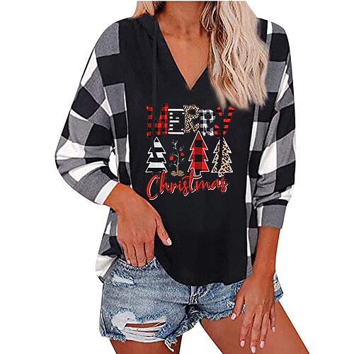 Women's Pullover Hoodie Sweatshirt Christmas Print Blue Gray Red Tartan Christmas Tree Christmas V Neck Long Sleeve S M L XL XXL
Women's Pullover Hoodie Sweatshirt Christmas Print Blue Gray Red Tartan Christmas Tree Christmas V Neck Long Sleeve S M L XL XXL
