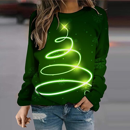 Women's Sweatshirt Pullover Active Streetwear Christmas Print Green Linear Streamer Christmas Round Neck Long Sleeve S M L XL XXL / 3D Print
Women's Sweatshirt Pullover Active Streetwear Christmas Print Green Linear Streamer Christmas Round Neck Long Sleeve S M L XL XXL / 3D Print