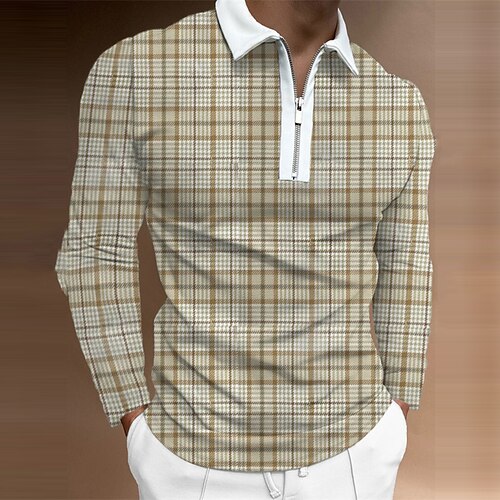 Men's Collar Polo Shirt Golf Shirt Plaid Collar Khaki Outdoor Street Long Sleeve Zipper Print Clothing Apparel Fashion Streetwear Sportswear Casual
Men's Collar Polo Shirt Golf Shirt Plaid Collar Khaki Outdoor Street Long Sleeve Zipper Print Clothing Apparel Fashion Streetwear Sportswear Casual