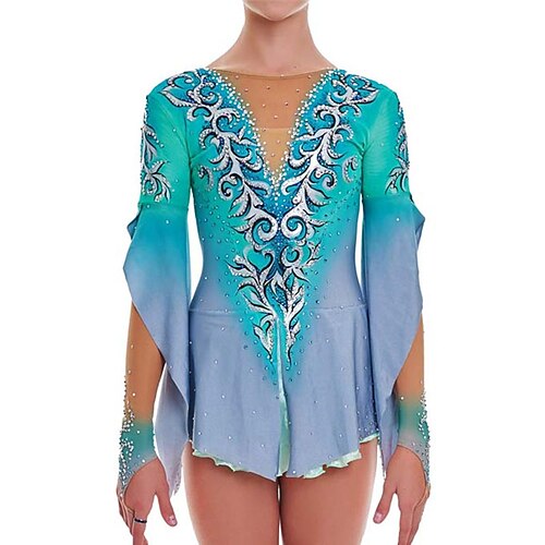 Figure Skating Dress Women's Girls' Ice Skating Dress Outfits Green Patchwork Spandex High Elasticity Training Competition Skating Wear Handmade Patchwork Crystal / Rhinestone 3/4 Length Sleeve Ice
Figure Skating Dress Women's Girls' Ice Skating Dress Outfits Green Patchwork Spandex High Elasticity Training Competition Skating Wear Handmade Patchwork Crystal / Rhinestone 3/4 Length Sleeve Ice