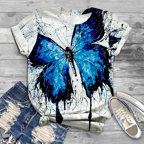 Dame Pluss størrelse Topper T skjorte Grafisk Sommerfugl Trykt mønster Kortermet Crewneck Grunnleggende Preppy Daglig Ferie Bomullsspandexjersey Vår Sommer Hvit Svart / Store størrelser
Dame Pluss størrelse Topper T skjorte Grafisk Sommerfugl Trykt mønster Kortermet Crewneck Grunnleggende Preppy Daglig Ferie Bomullsspandexjersey Vår Sommer Hvit Svart / Store størrelser