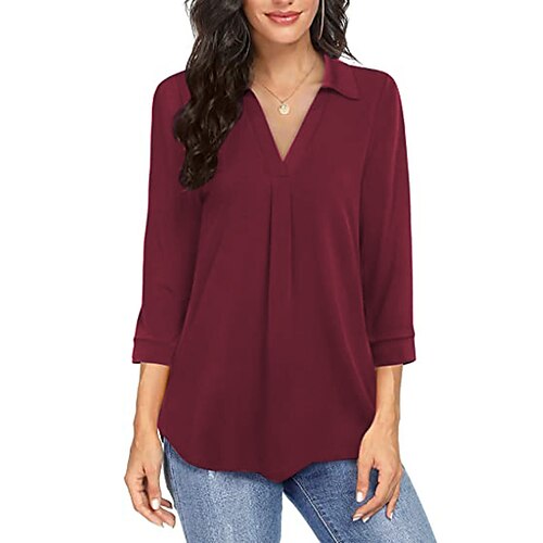 Mulheres Camisa Social Blusa Preto Vinho Azul Tecido Manga Longa Diário Final de semana Básico Roupa de rua Colarinho de Camisa Padrão S
Mulheres Camisa Social Blusa Preto Vinho Azul Tecido Manga Longa Diário Final de semana Básico Roupa de rua Colarinho de Camisa Padrão S