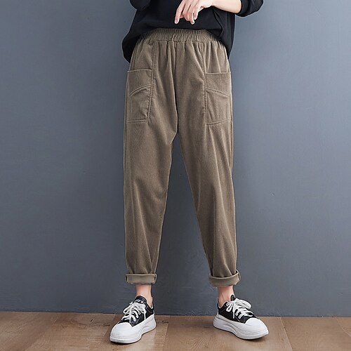 Women's Chinos Pants Trousers Straight Corduroy Black Gray Camel Mid Waist Fashion Streetwear Casual Daily Pocket Micro-elastic Ankle-Length Comfort Plain M L XL XXL
Women's Chinos Pants Trousers Straight Corduroy Black Gray Camel Mid Waist Fashion Streetwear Casual Daily Pocket Micro-elastic Ankle-Length Comfort Plain M L XL XXL