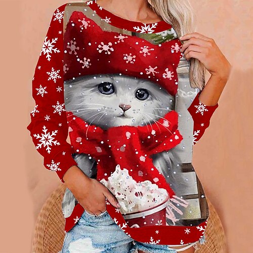 Women's Sweatshirt Pullover Cat 3D Print Christmas Christmas Gifts Weekend 3D Print Streetwear Christmas Hoodies Sweatshirts Red
Women's Sweatshirt Pullover Cat 3D Print Christmas Christmas Gifts Weekend 3D Print Streetwear Christmas Hoodies Sweatshirts Red