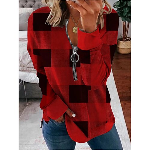 Women's Sweatshirt Pullover Patchwork Print Red Plaid Tartan Loose Fit Daily Crew Neck Long Sleeve S M L XL XXL / 3D Print
Women's Sweatshirt Pullover Patchwork Print Red Plaid Tartan Loose Fit Daily Crew Neck Long Sleeve S M L XL XXL / 3D Print