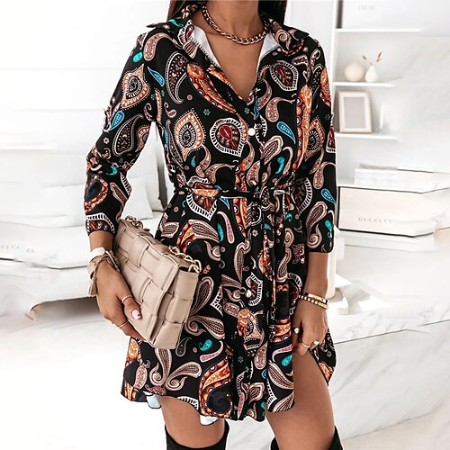 Mujer Vestido de Camisa Negro Blanco Manga Larga Floral Acordonado Invierno Otoño Cuello Camisero Fin de semana S M L XL XXL
Mujer Vestido de Camisa Negro Blanco Manga Larga Floral Acordonado Invierno Otoño Cuello Camisero Fin de semana S M L XL XXL