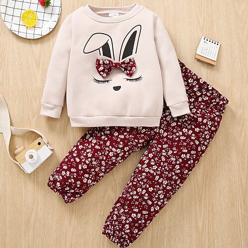 2 Pieces Kids Girls' Clothing Set Outfit Animal Floral Rabbit Long Sleeve Bow Cotton Set Outdoor Basic Daily Fall Spring 2-8 Years Wine White
2 Pieces Kids Girls' Clothing Set Outfit Animal Floral Rabbit Long Sleeve Bow Cotton Set Outdoor Basic Daily Fall Spring 2-8 Years Wine White