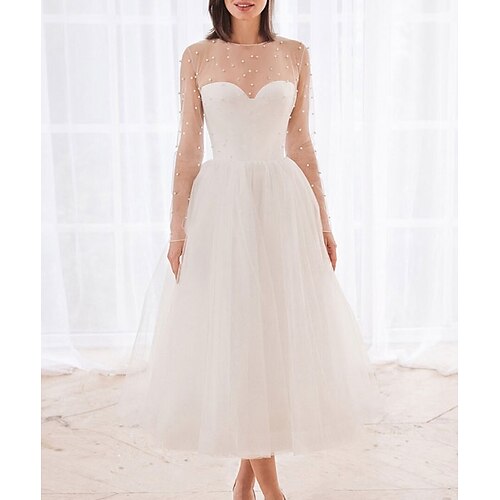 Addio al nubilato Vestitini bianchi Abiti da sposa Lunghezza tè Linea-A Manica lunga Con decorazione gioiello Tulle Con A pieghe Dettagli con perline 2023 Abiti da sposa
Addio al nubilato Vestitini bianchi Abiti da sposa Lunghezza tè Linea-A Manica lunga Con decorazione gioiello Tulle Con A pieghe Dettagli con perline 2023 Abiti da sposa