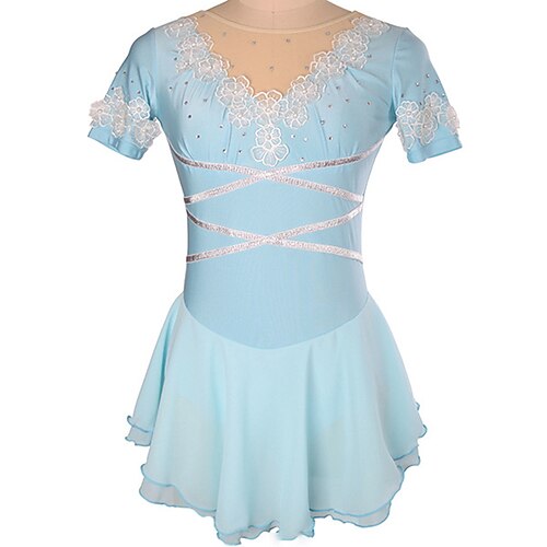 Figure Skating Dress Women's Girls' Ice Skating Dress Outfits Sky Blue Flower Mesh Spandex High Elasticity Training Competition Skating Wear Handmade Crystal / Rhinestone Short Sleeve Ice Skating
Figure Skating Dress Women's Girls' Ice Skating Dress Outfits Sky Blue Flower Mesh Spandex High Elasticity Training Competition Skating Wear Handmade Crystal / Rhinestone Short Sleeve Ice Skating