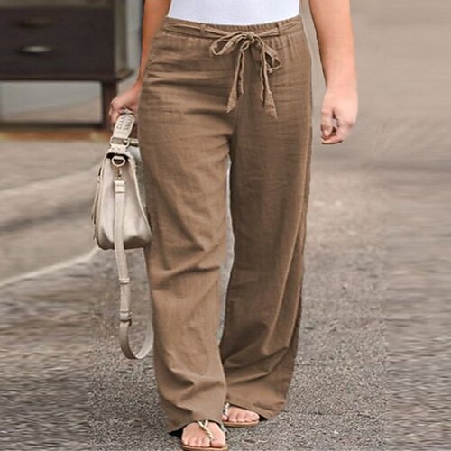 Women's Plus Size Pants Drawstring Solid Color Basic Casual Daily Holiday High Full Length Spring Fall White Black Blue L XL XXL XXXL 4XL / Cotton / Linen
Women's Plus Size Pants Drawstring Solid Color Basic Casual Daily Holiday High Full Length Spring Fall White Black Blue L XL XXL XXXL 4XL / Cotton / Linen