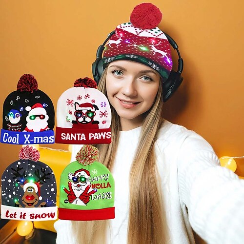 LED Christmas Hat Luminous Knitted Beanie Hat New Year Decoration Fashion Warm Hat Children New Year Gift Adult Christmas Party Decorations
LED Christmas Hat Luminous Knitted Beanie Hat New Year Decoration Fashion Warm Hat Children New Year Gift Adult Christmas Party Decorations