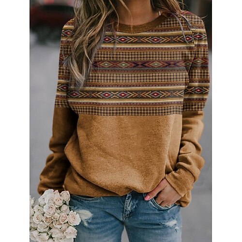 Women's Pullover Party Sportswear Ethnic Patchwork Print Yellow Striped Plaid Checkered Party Round Neck Long Sleeve S M L XL XXL
Women's Pullover Party Sportswear Ethnic Patchwork Print Yellow Striped Plaid Checkered Party Round Neck Long Sleeve S M L XL XXL