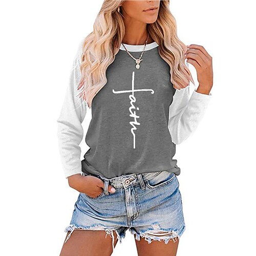 Women's T shirt Tee Color Block Text Daily Weekend Painting T shirt Tee Long Sleeve Print Round Neck Basic Essential Green Black Gray S
Women's T shirt Tee Color Block Text Daily Weekend Painting T shirt Tee Long Sleeve Print Round Neck Basic Essential Green Black Gray S