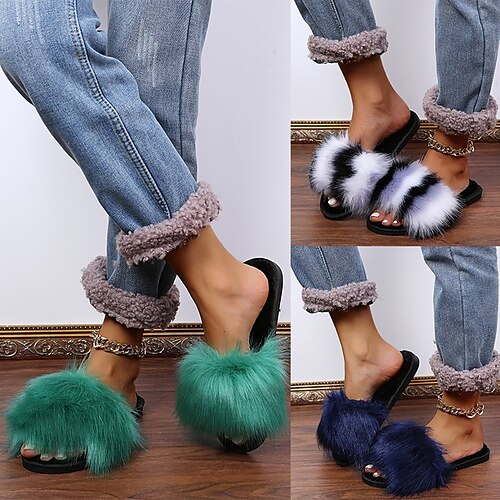 Femme Chaussons Pantoufles floues Talon Plat Bout rond Fausse Fourrure Couleur Pleine Rose Bleu Vert
Femme Chaussons Pantoufles floues Talon Plat Bout rond Fausse Fourrure Couleur Pleine Rose Bleu Vert