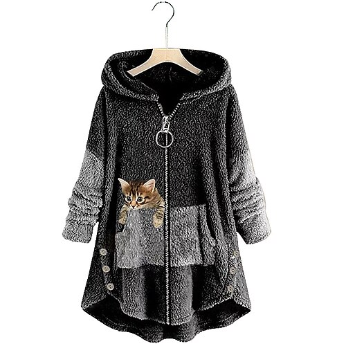 Women's Plus Size Teddy Coat Hoodie Coat Animal Causal Long Sleeve V Wire Regular Winter Fall Green Pink Dark Gray L XL XXL 3XL 4XL
Women's Plus Size Teddy Coat Hoodie Coat Animal Causal Long Sleeve V Wire Regular Winter Fall Green Pink Dark Gray L XL XXL 3XL 4XL