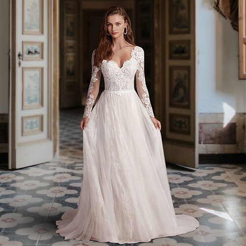 Fidanzamento Da cerimonia Abiti da sposa Strascico di corte Linea-A Manica lunga A V Di pizzo Con Con applique 2023 Abiti da sposa
Fidanzamento Da cerimonia Abiti da sposa Strascico di corte Linea-A Manica lunga A V Di pizzo Con Con applique 2023 Abiti da sposa