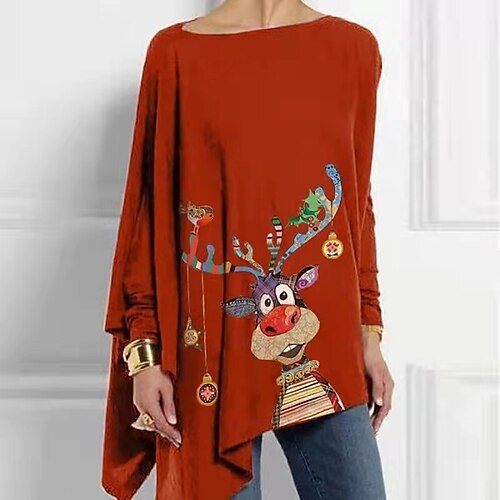 Women's Funny Tee Shirt Animal Christmas Funny Tee Shirt Long Sleeve Print Round Neck Christmas Loose Black Red S / 3D Print
Women's Funny Tee Shirt Animal Christmas Funny Tee Shirt Long Sleeve Print Round Neck Christmas Loose Black Red S / 3D Print