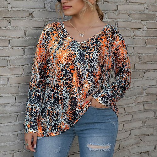 Women's Plus Size Tops Blouse T shirt Tee Leopard Print Long Sleeve Crew Neck Ethnic Style Vintage Style Casual Daily Cotton Spandex Jersey Fall Winter Blue Purple / V Neck / V Neck
Women's Plus Size Tops Blouse T shirt Tee Leopard Print Long Sleeve Crew Neck Ethnic Style Vintage Style Casual Daily Cotton Spandex Jersey Fall Winter Blue Purple / V Neck / V Neck