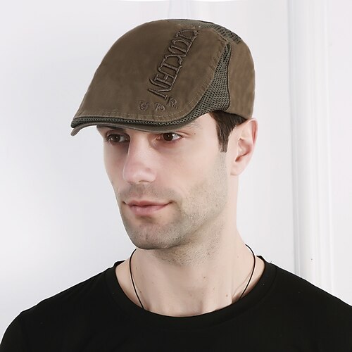 Cotton Letter Berets Cap for Men Summer Outdoor Travel Breathable Sun Hats Mesh Stitching Solid Color Newsboy Cap 
Cotton Letter Berets Cap for Men Summer Outdoor Travel Breathable Sun Hats Mesh Stitching Solid Color Newsboy Cap