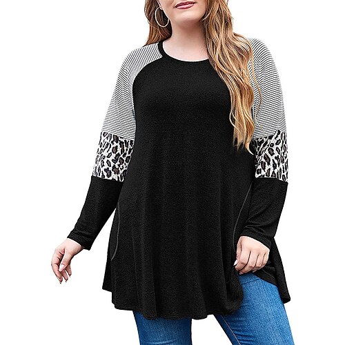 Women's Plus Size Tops Blouse Shirt Hoodie Leopard Color Block Patchwork Long Sleeve Crewneck Streetwear Daily Going out Polyester Fall Winter Black Blue
Women's Plus Size Tops Blouse Shirt Hoodie Leopard Color Block Patchwork Long Sleeve Crewneck Streetwear Daily Going out Polyester Fall Winter Black Blue