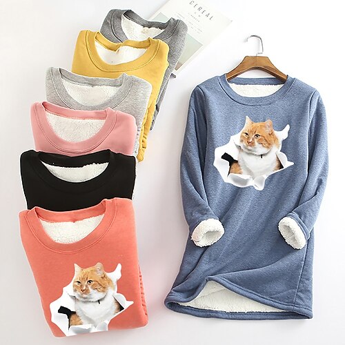 Women's Plus Size Tops Blouse Fleece Cat Long Sleeve Crew Neck Casual Sherpa Fleece Teddy Daily Polyester Winter Fall Watermelon Red Black
Women's Plus Size Tops Blouse Fleece Cat Long Sleeve Crew Neck Casual Sherpa Fleece Teddy Daily Polyester Winter Fall Watermelon Red Black