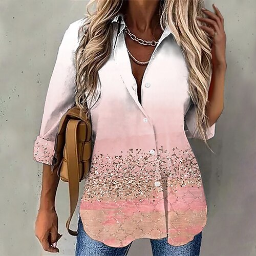 Women's Blouse Shirt Blue Purple Pink Graphic Geometric Button Print Long Sleeve Holiday Weekend Streetwear Casual Shirt Collar Regular Geometric S
Women's Blouse Shirt Blue Purple Pink Graphic Geometric Button Print Long Sleeve Holiday Weekend Streetwear Casual Shirt Collar Regular Geometric S