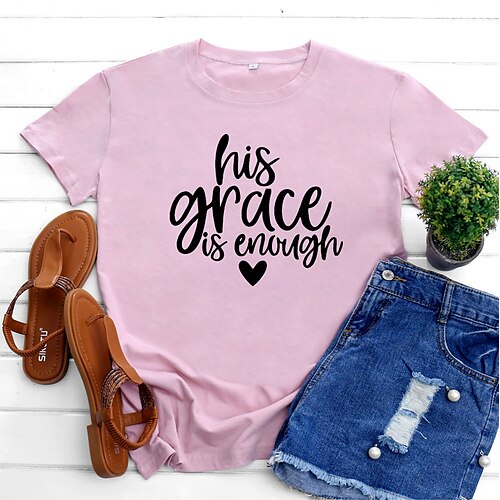 Women's T shirt Tee frosted color Green Pink Graphic Letter Short Sleeve Daily Weekend Basic Round Neck Regular 100% Cotton S
Women's T shirt Tee frosted color Green Pink Graphic Letter Short Sleeve Daily Weekend Basic Round Neck Regular 100% Cotton S