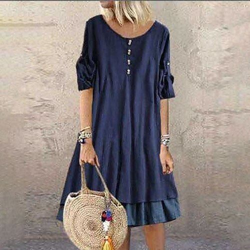 Women's Casual Dress Swing Dress Midi Dress Wine Dark Blue Half Sleeve Pure Color Ruffle Spring Fall Crew Neck Stylish 2023 S M L XL XXL 3XL
Women's Casual Dress Swing Dress Midi Dress Wine Dark Blue Half Sleeve Pure Color Ruffle Spring Fall Crew Neck Stylish 2023 S M L XL XXL 3XL