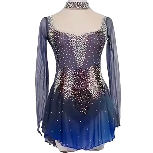 Figure Skating Dress Women's Girls' Ice Skating Dress Outfits Blue Open Back Patchwork Mesh Spandex High Elasticity Training Practice Professional Skating Wear Handmade Crystal / Rhinestone Long
Figure Skating Dress Women's Girls' Ice Skating Dress Outfits Blue Open Back Patchwork Mesh Spandex High Elasticity Training Practice Professional Skating Wear Handmade Crystal / Rhinestone Long